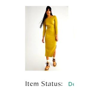 FREE PEOPLE NWOT Last Minute Midi green dress